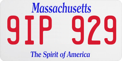MA license plate 9IP929