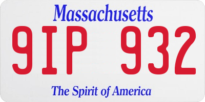 MA license plate 9IP932