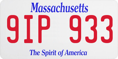 MA license plate 9IP933
