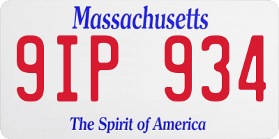MA license plate 9IP934