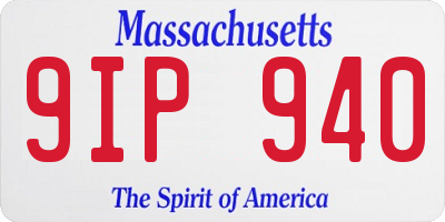 MA license plate 9IP940