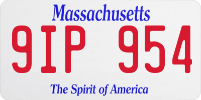 MA license plate 9IP954