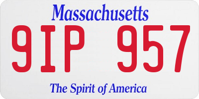 MA license plate 9IP957