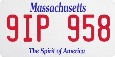 MA license plate 9IP958