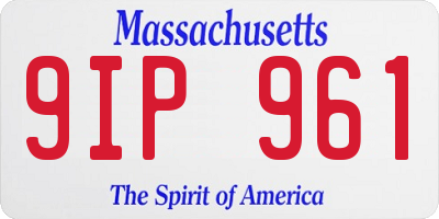 MA license plate 9IP961