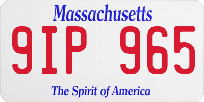 MA license plate 9IP965