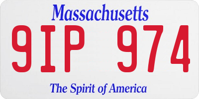 MA license plate 9IP974