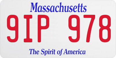 MA license plate 9IP978