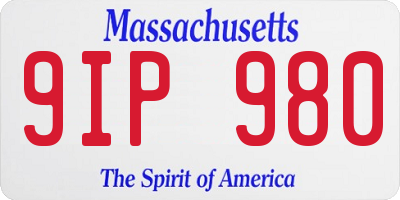 MA license plate 9IP980