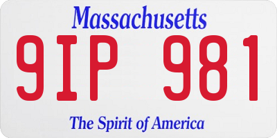 MA license plate 9IP981