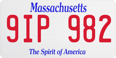 MA license plate 9IP982
