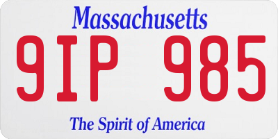 MA license plate 9IP985