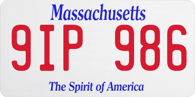 MA license plate 9IP986