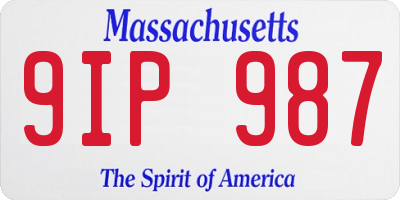 MA license plate 9IP987