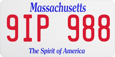 MA license plate 9IP988