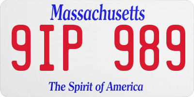 MA license plate 9IP989