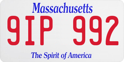 MA license plate 9IP992