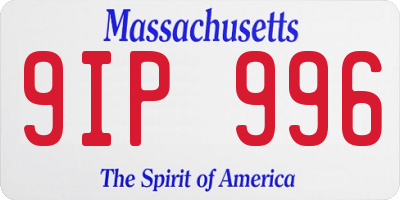 MA license plate 9IP996
