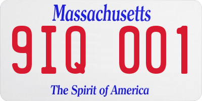 MA license plate 9IQ001