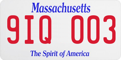 MA license plate 9IQ003