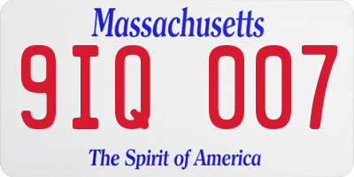 MA license plate 9IQ007