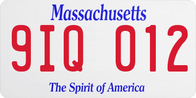 MA license plate 9IQ012
