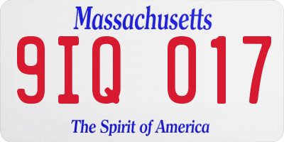 MA license plate 9IQ017