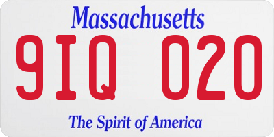 MA license plate 9IQ020