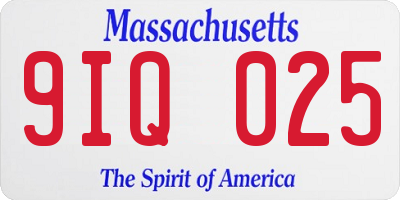 MA license plate 9IQ025