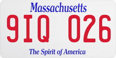 MA license plate 9IQ026