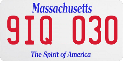 MA license plate 9IQ030