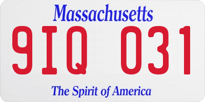 MA license plate 9IQ031