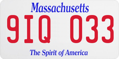 MA license plate 9IQ033