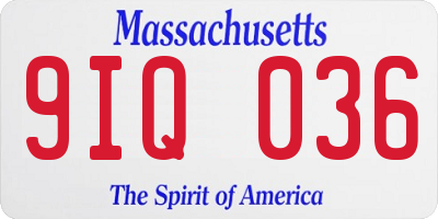 MA license plate 9IQ036
