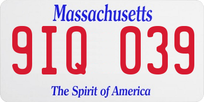 MA license plate 9IQ039