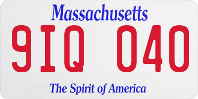MA license plate 9IQ040