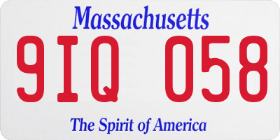 MA license plate 9IQ058