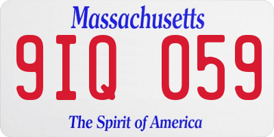 MA license plate 9IQ059
