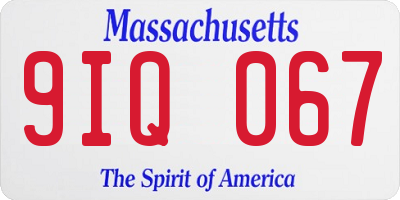 MA license plate 9IQ067