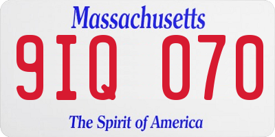 MA license plate 9IQ070
