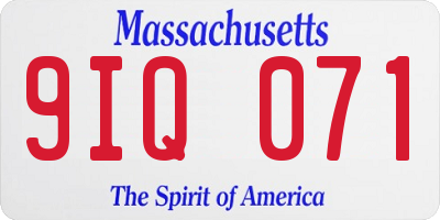 MA license plate 9IQ071