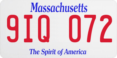 MA license plate 9IQ072