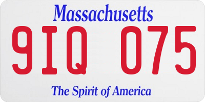 MA license plate 9IQ075
