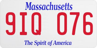 MA license plate 9IQ076