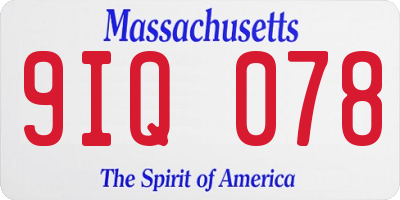 MA license plate 9IQ078