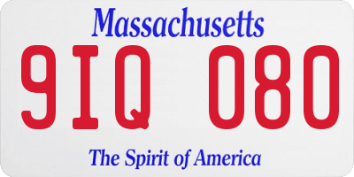 MA license plate 9IQ080