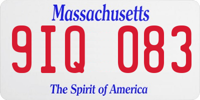 MA license plate 9IQ083