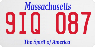 MA license plate 9IQ087