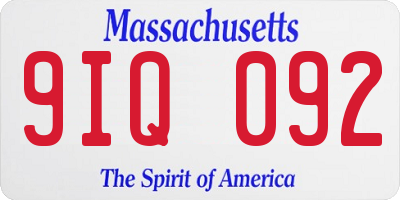 MA license plate 9IQ092