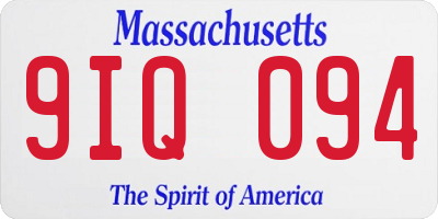MA license plate 9IQ094